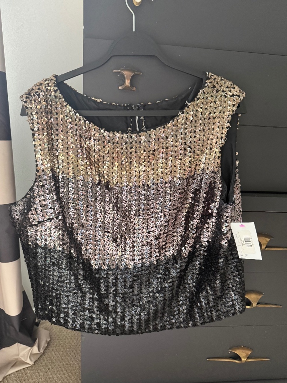 Vintage Lane Bryant Black Sequin Tank Top XL